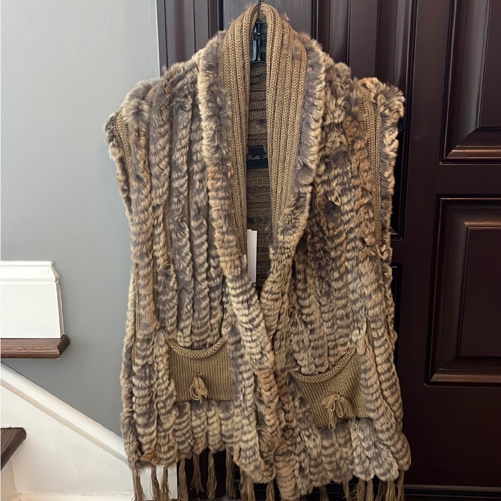 BRAND NEW rabbit fur knit vest